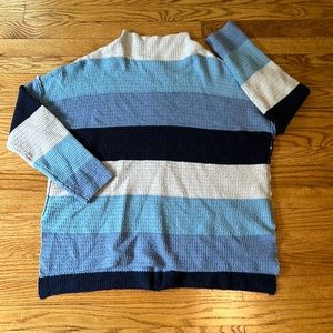 Altar’d State Mock Neck Striped Sweater With Zipper Accent on Back